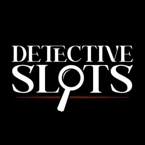 Detective Slots casino logo in black and white.  Detective Slots Casino Online